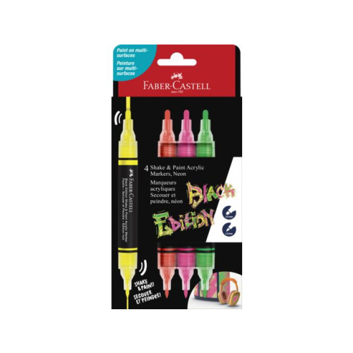 FABER-CASTELL Fiberpenna shake&Paint neon 4/fp