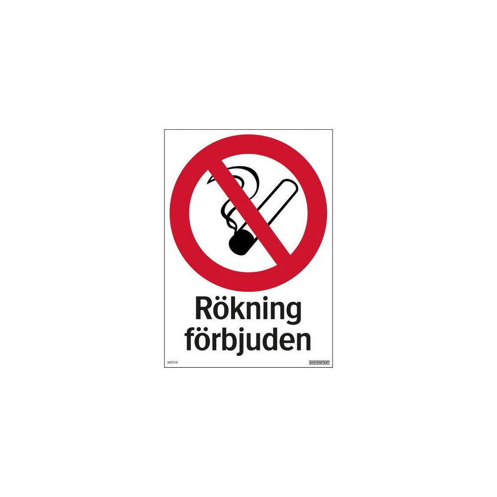 Produktbild för Skylt Rökning förbjuden plast 210x297mm