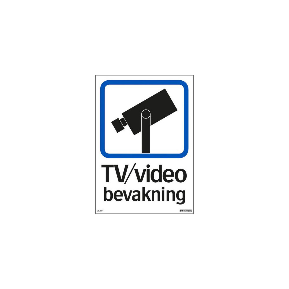 Produktbild för Skylt TV/video bevakning 210x297mm
