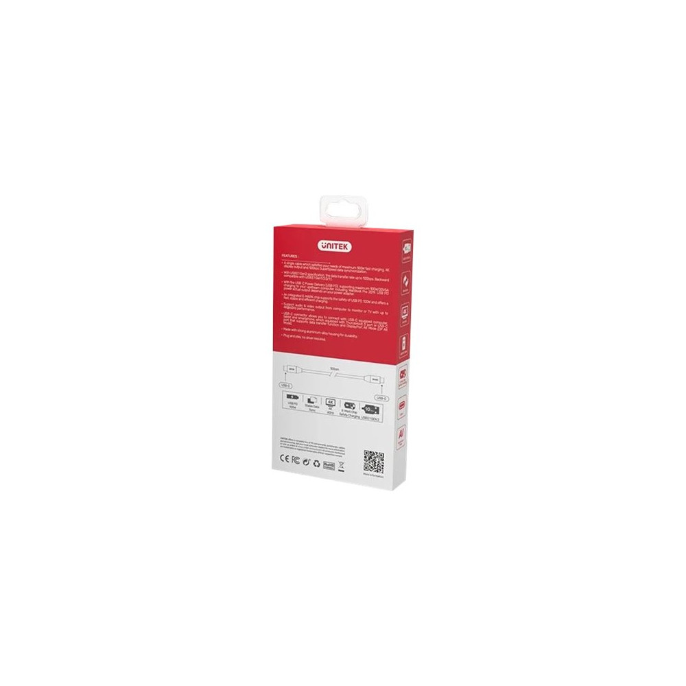 Produktbild för Unitek - USB typ C-kabel - USB-C till USB-C - 1 m