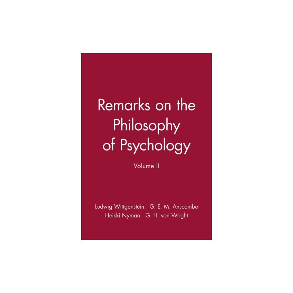 Produktbild för Remarks on the Philosophy of Psychology, Volume II (häftad, eng)