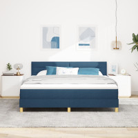 Produktbild för Bäddfjäder med kudde med huvudgavel Blå 180 x 200 cm tyg