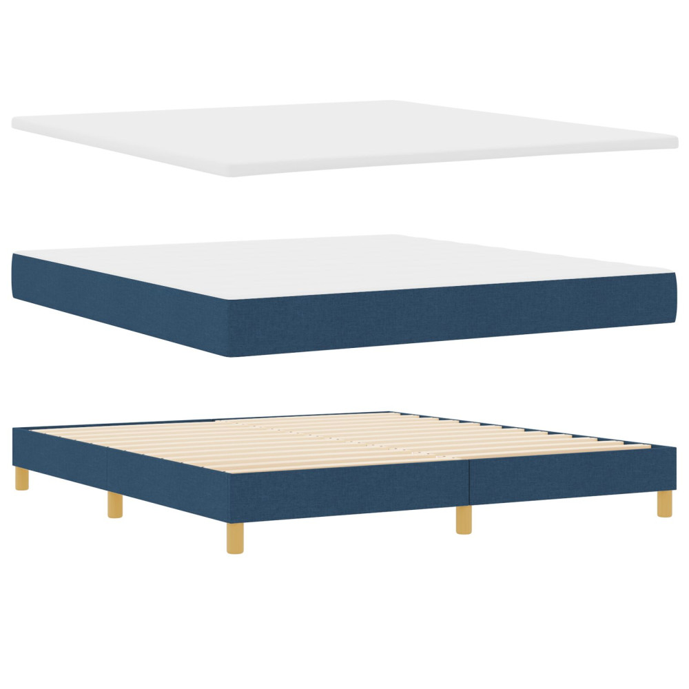 Produktbild för Bäddfjäder med kudde med huvudgavel Blå 180 x 200 cm tyg