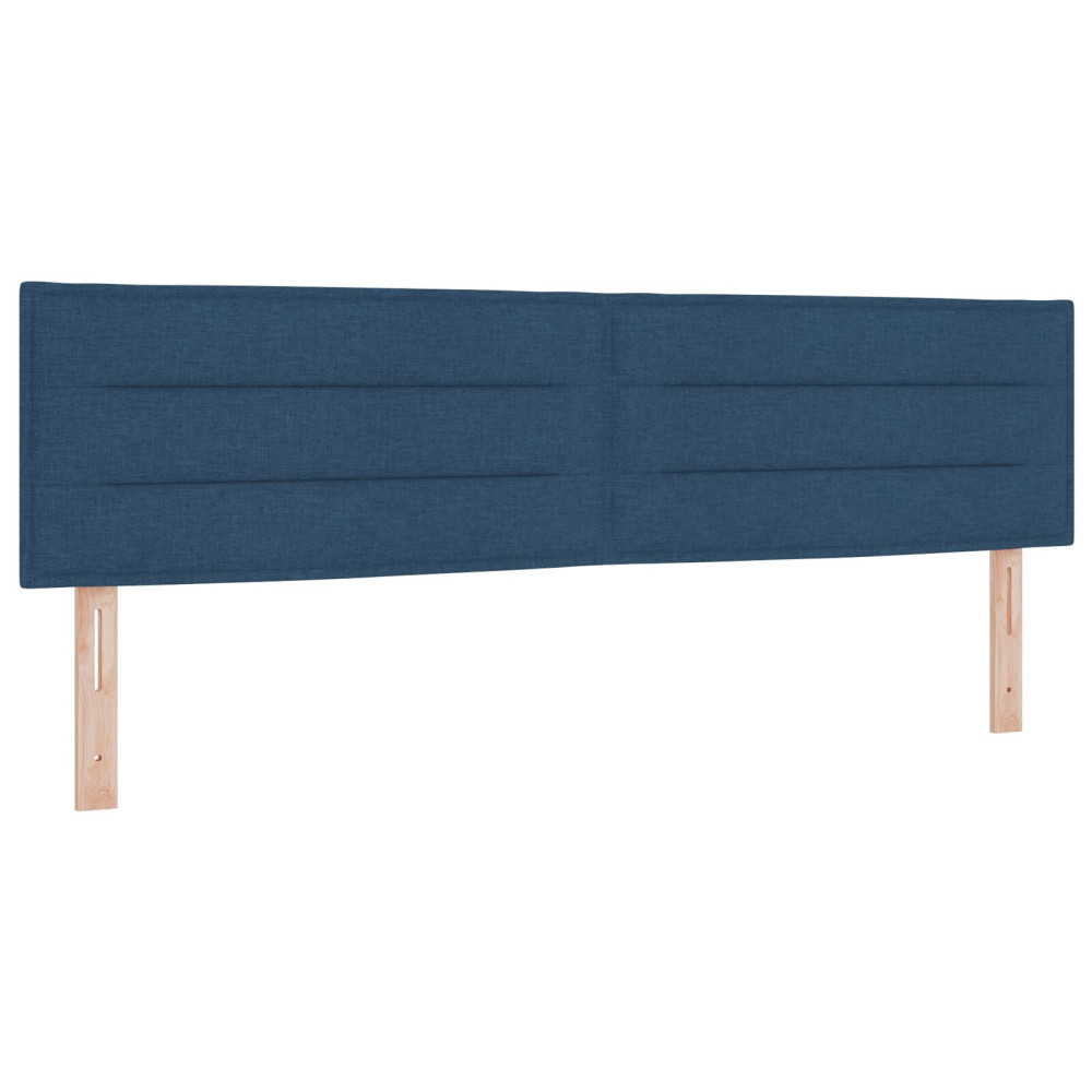 Produktbild för Bäddfjäder med kudde med huvudgavel Blå 180 x 200 cm tyg