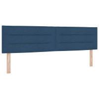 Produktbild för Bäddfjäder med kudde med huvudgavel Blå 180 x 200 cm tyg