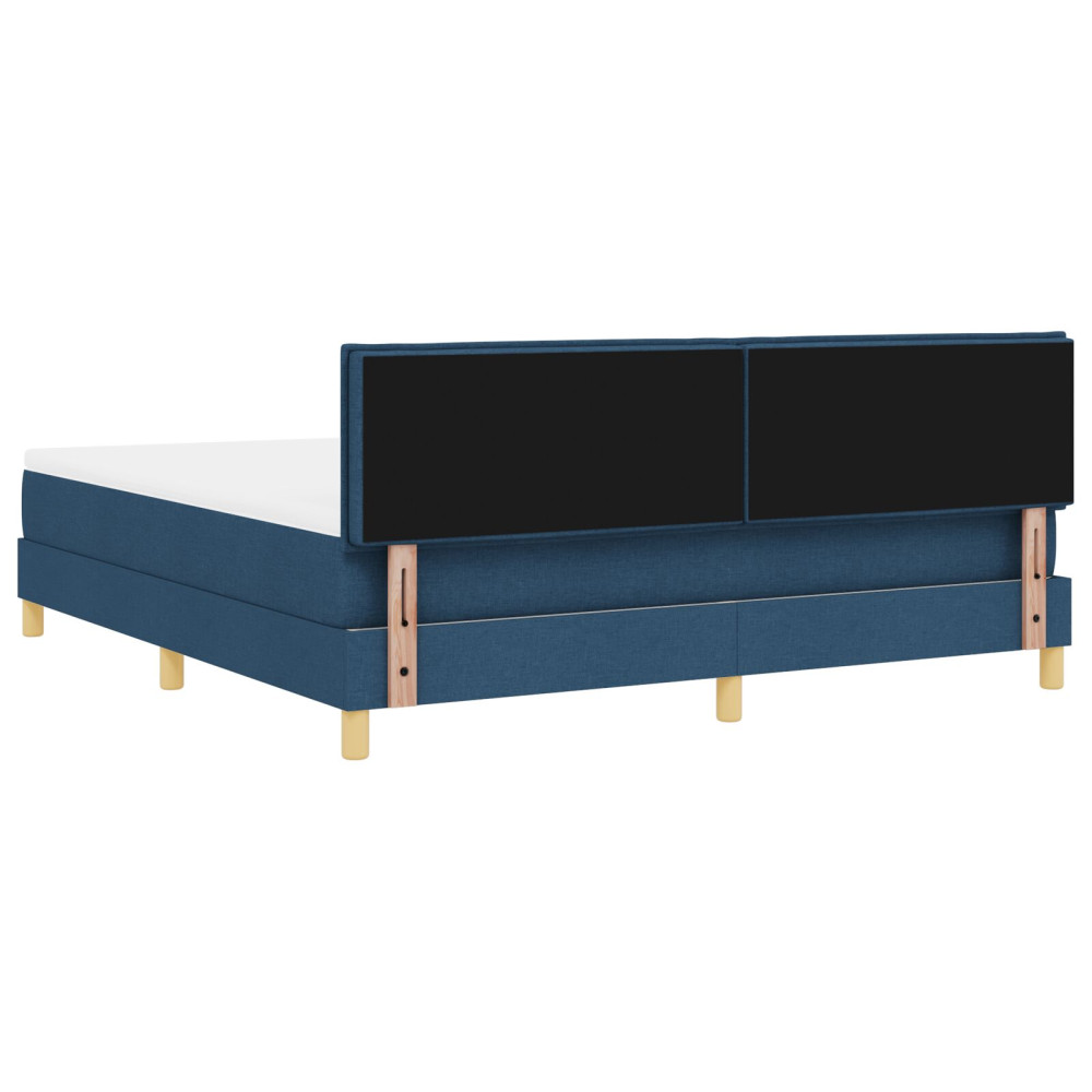 Produktbild för Bäddfjäder med kudde med huvudgavel Blå 180 x 200 cm tyg