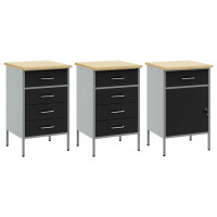 Produktbild för Arbetskabinett med låda 3 pcs Svart och Grå 150 x 55 x 85 cm