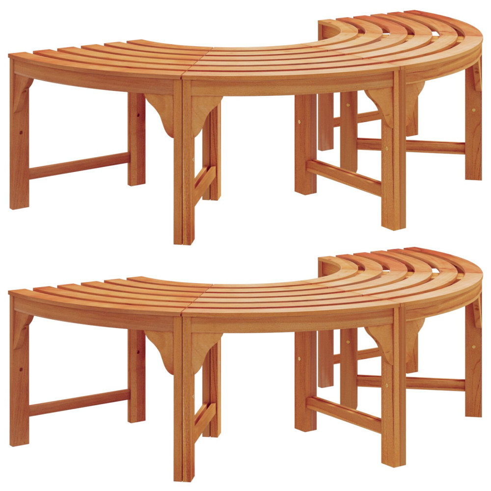 Produktbild för Trädbänk 2 pcs Naturfärg 160 x 80 x 45cm Massiv Eukalyptus Trä