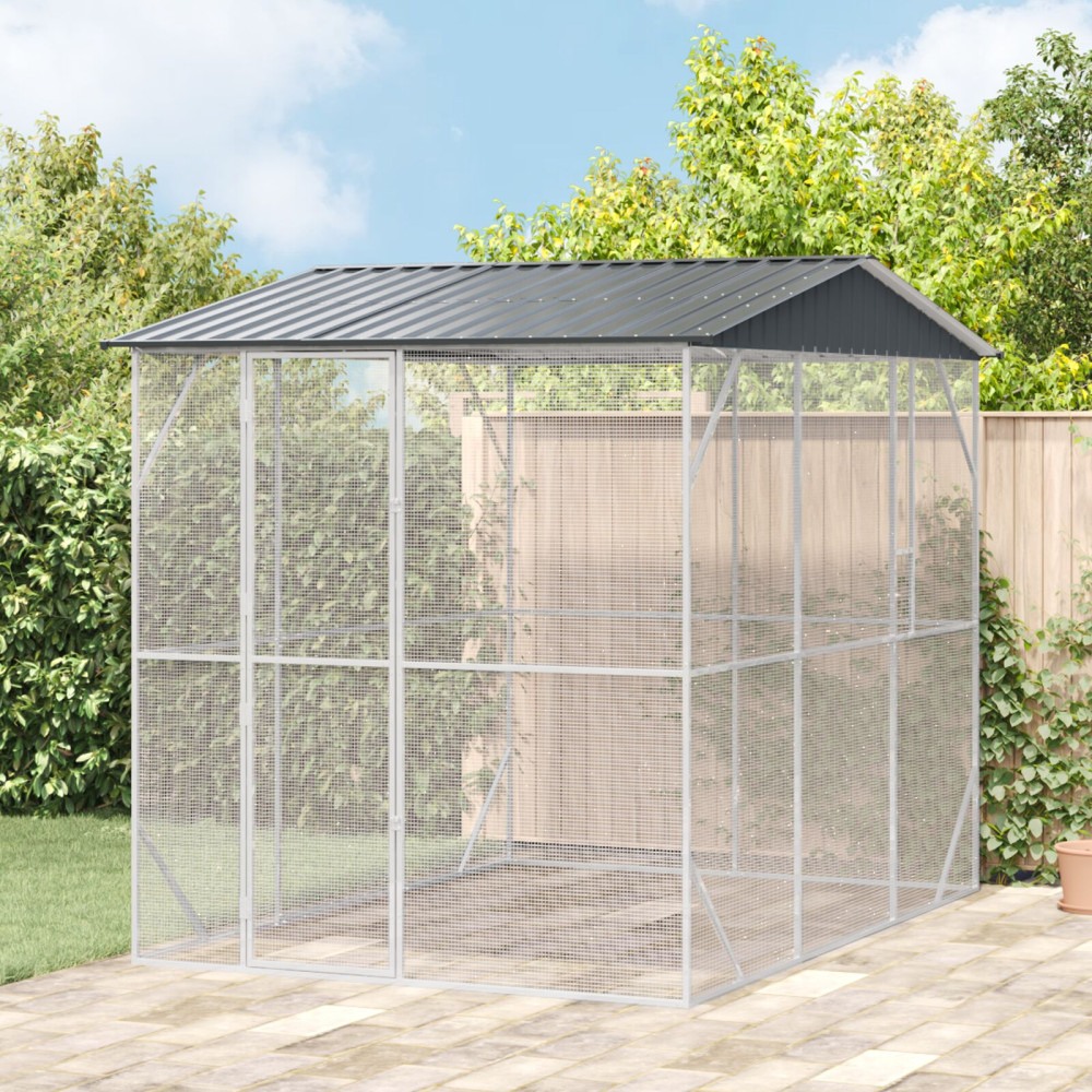 Produktbild för Fågelbur Antracit 227 x 310 x 247 cm Galvaniserat Stål