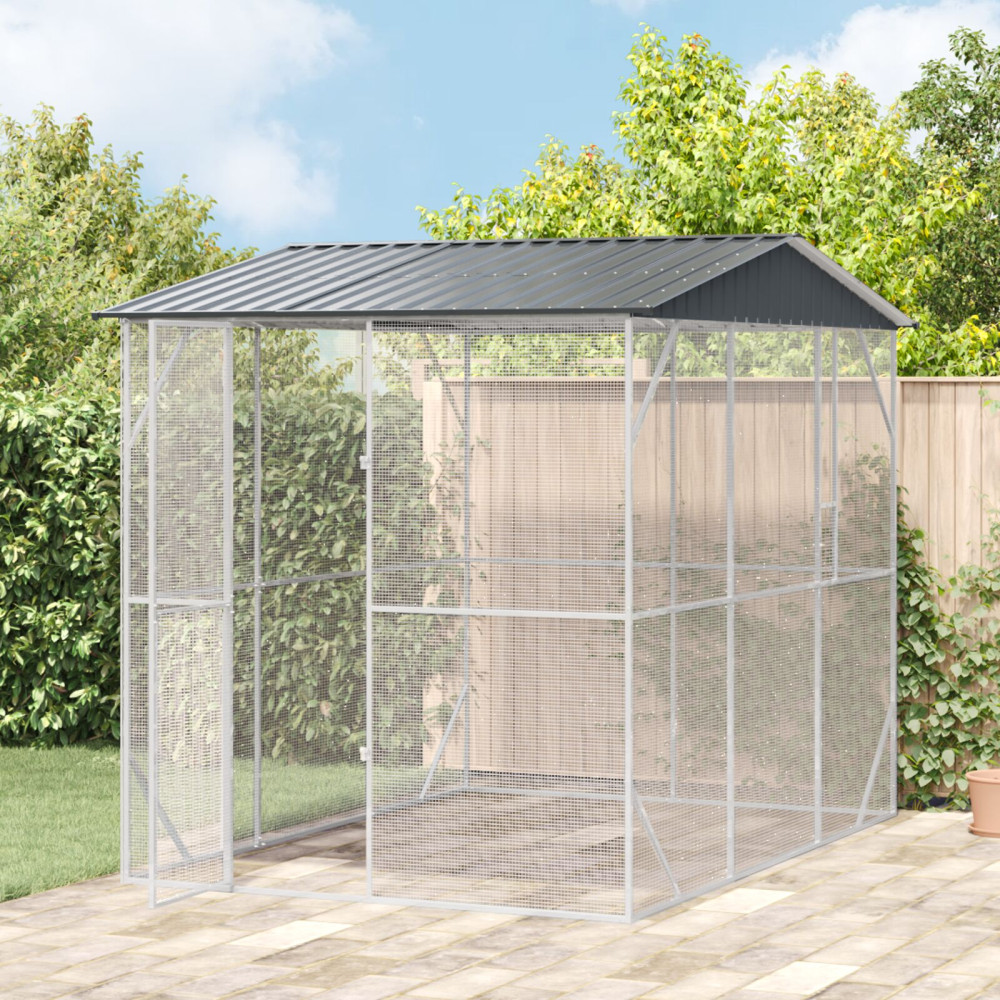 Produktbild för Fågelbur Antracit 227 x 310 x 247 cm Galvaniserat Stål