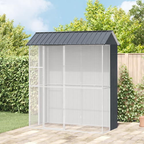 vidaXL Fågelbur Antracit 215 x 110 x 247 cm Galvaniserat Stål