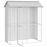Produktbild för Fågelbur med lagring Grå 215 x 110 x 247 cm Galvaniserat Stål