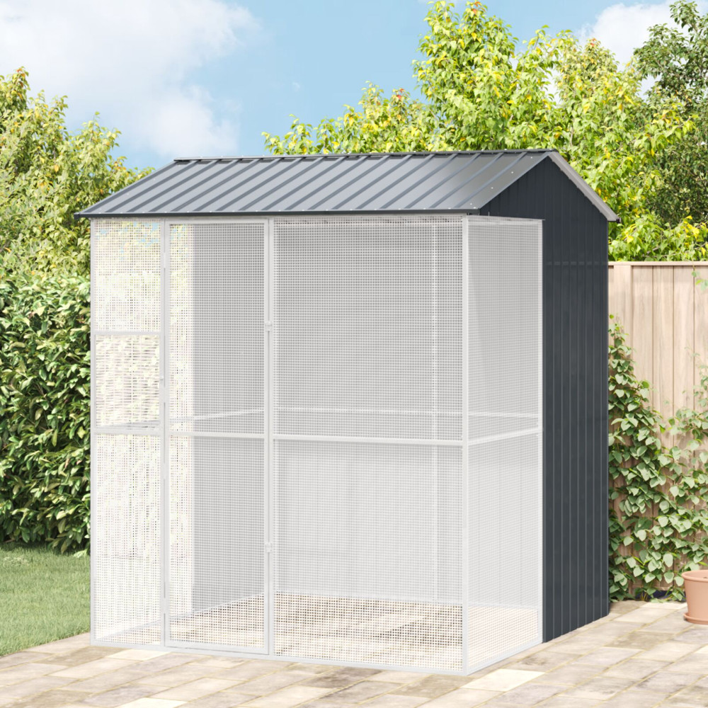 Produktbild för Fågelbur Antracit 215 x 210 x 247 cm Galvaniserat Stål