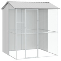 Produktbild för Fågelbur med lagring Grå 215 x 210 x 247 cm Galvaniserat Stål
