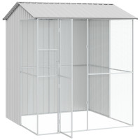 Produktbild för Fågelbur med lagring Grå 215 x 210 x 247 cm Galvaniserat Stål