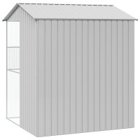 Produktbild för Fågelbur med lagring Grå 215 x 210 x 247 cm Galvaniserat Stål