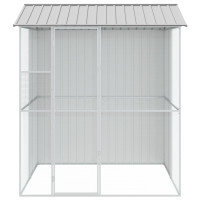 Produktbild för Fågelbur med lagring Grå 215 x 210 x 247 cm Galvaniserat Stål