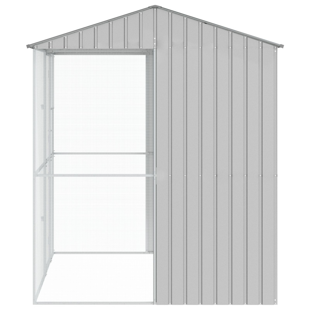 Produktbild för Fågelbur med lagring Grå 215 x 210 x 247 cm Galvaniserat Stål