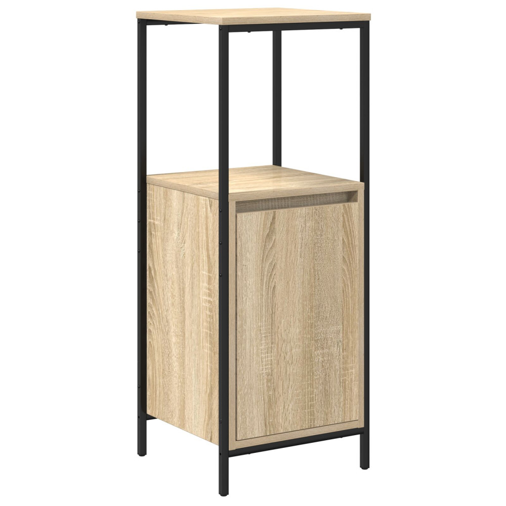 Produktbild för Badrumsmöbelset 3 pcs Sonoma ek och svart Ingenjörsträ och stål