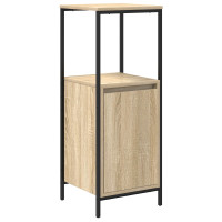 Produktbild för Badrumsmöbelset 3 pcs Sonoma ek och svart Ingenjörsträ och stål