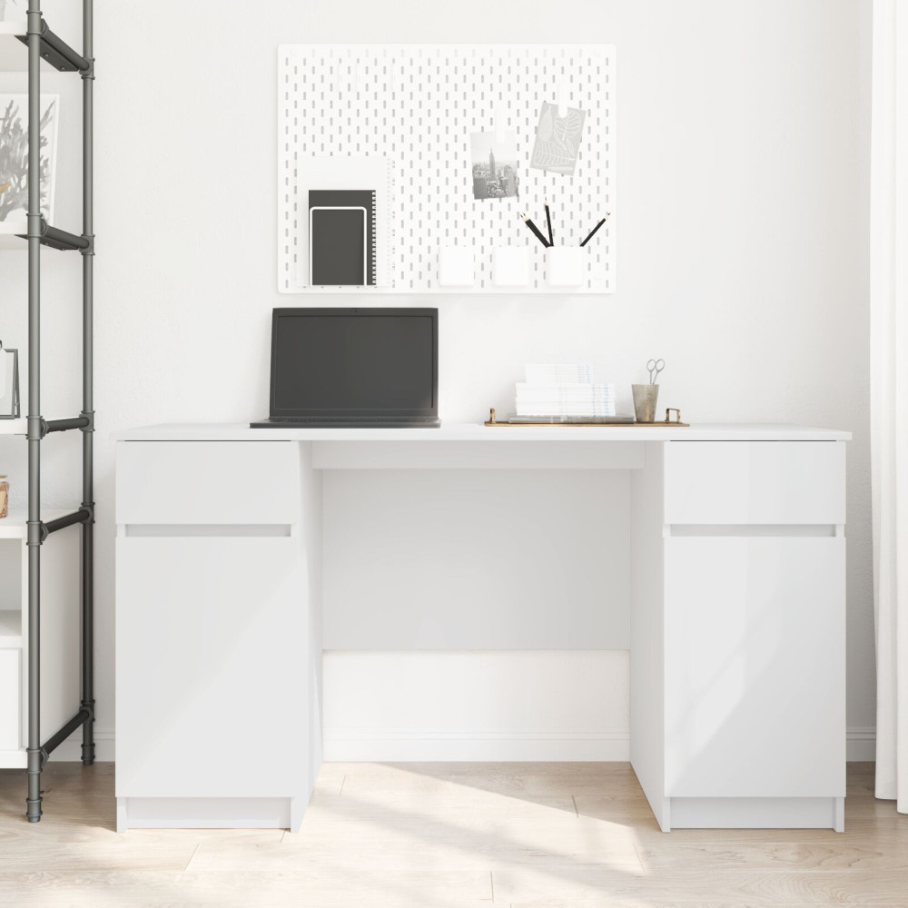 Produktbild för Skrivbord med låda Vit 140 x 49 x 76 cm Konstruerat trä