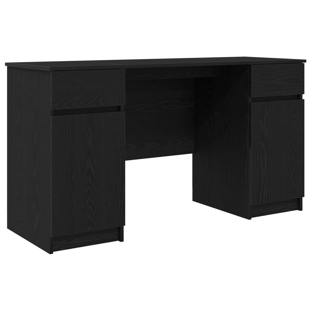 Produktbild för Skrivbord med låda Svart ek 140 x 49 x 76 cm Konstruerat trä