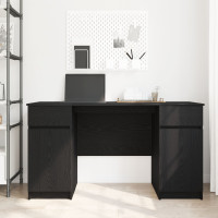 Produktbild för Skrivbord med låda Svart ek 140 x 49 x 76 cm Konstruerat trä