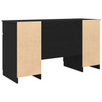 Produktbild för Skrivbord med låda Svart ek 140 x 49 x 76 cm Konstruerat trä
