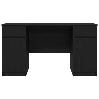 Produktbild för Skrivbord med låda Svart ek 140 x 49 x 76 cm Konstruerat trä