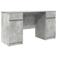 Produktbild för Skrivbord med låda Betonggrå 140 x 49 x 76 cm Konstruerat trä
