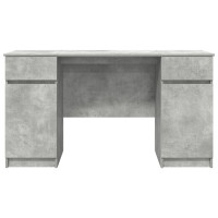 Produktbild för Skrivbord med låda Betonggrå 140 x 49 x 76 cm Konstruerat trä