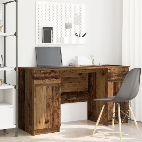 vidaXL Skrivbord med låda Gammalt trä 140 x 49 x 76 cm Konstruerat trä