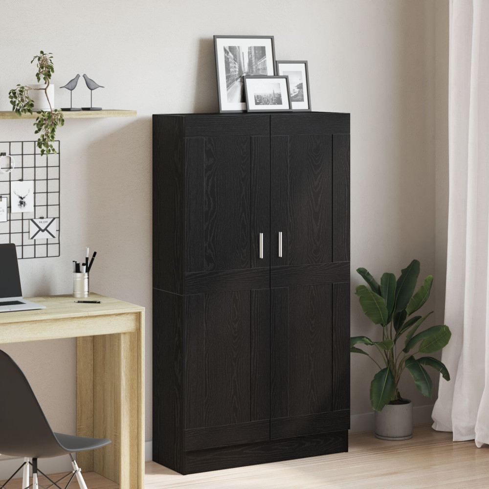 Produktbild för Bokskåp Svart Ek 82,5 x 30,5 x 150 cm Konstruerat trä