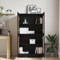 Produktbild för Bokskåp Svart Ek 82,5 x 30,5 x 150 cm Konstruerat trä