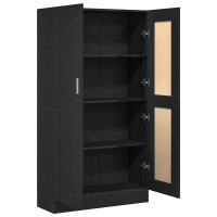 Produktbild för Bokskåp Svart Ek 82,5 x 30,5 x 150 cm Konstruerat trä