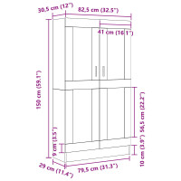 Produktbild för Bokskåp Svart Ek 82,5 x 30,5 x 150 cm Konstruerat trä
