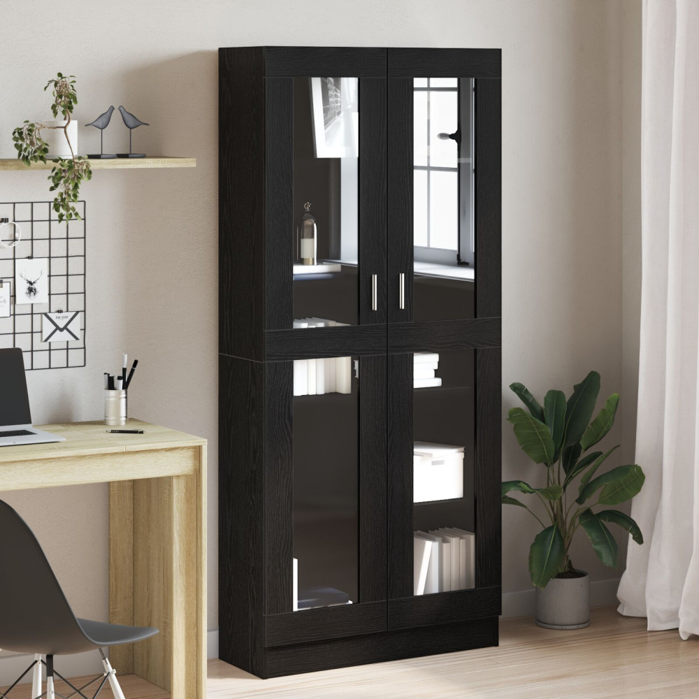 Produktbild för Bokskåp Svart ek 82,5 x 30,5 x 185 cm Konstruerat trä