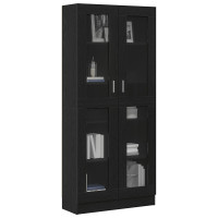 Produktbild för Bokskåp Svart ek 82,5 x 30,5 x 185 cm Konstruerat trä