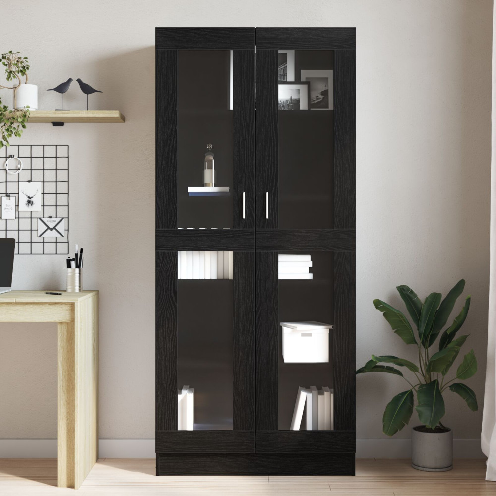 Produktbild för Bokskåp Svart ek 82,5 x 30,5 x 185 cm Konstruerat trä