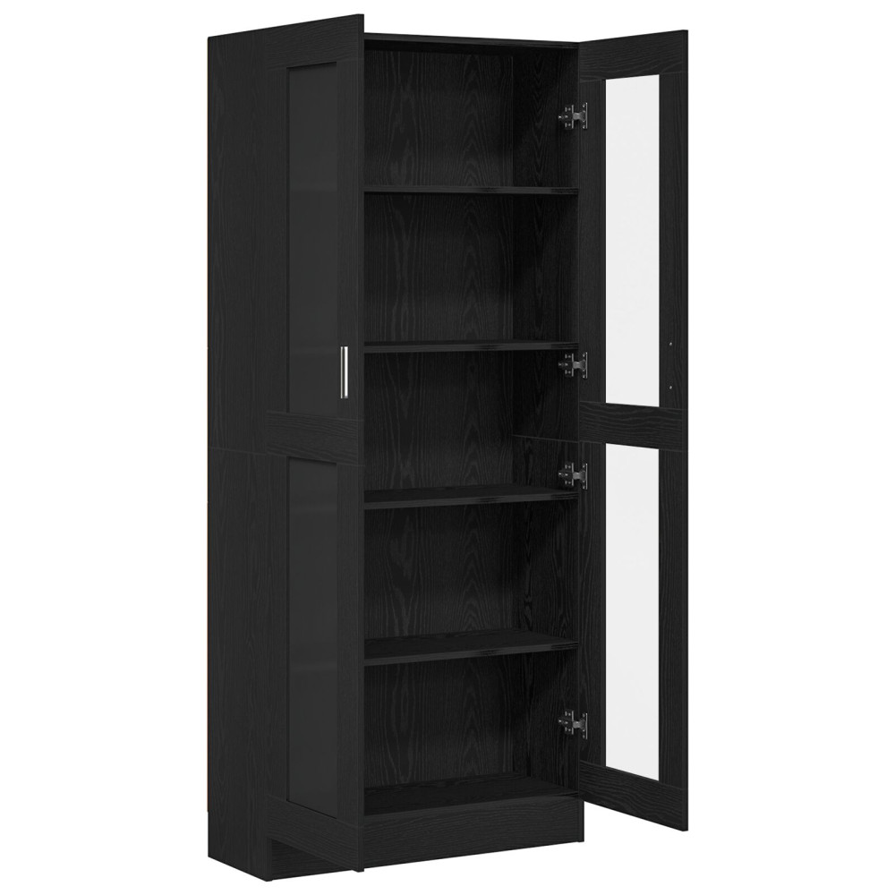 Produktbild för Bokskåp Svart ek 82,5 x 30,5 x 185 cm Konstruerat trä