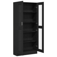 Produktbild för Bokskåp Svart ek 82,5 x 30,5 x 185 cm Konstruerat trä