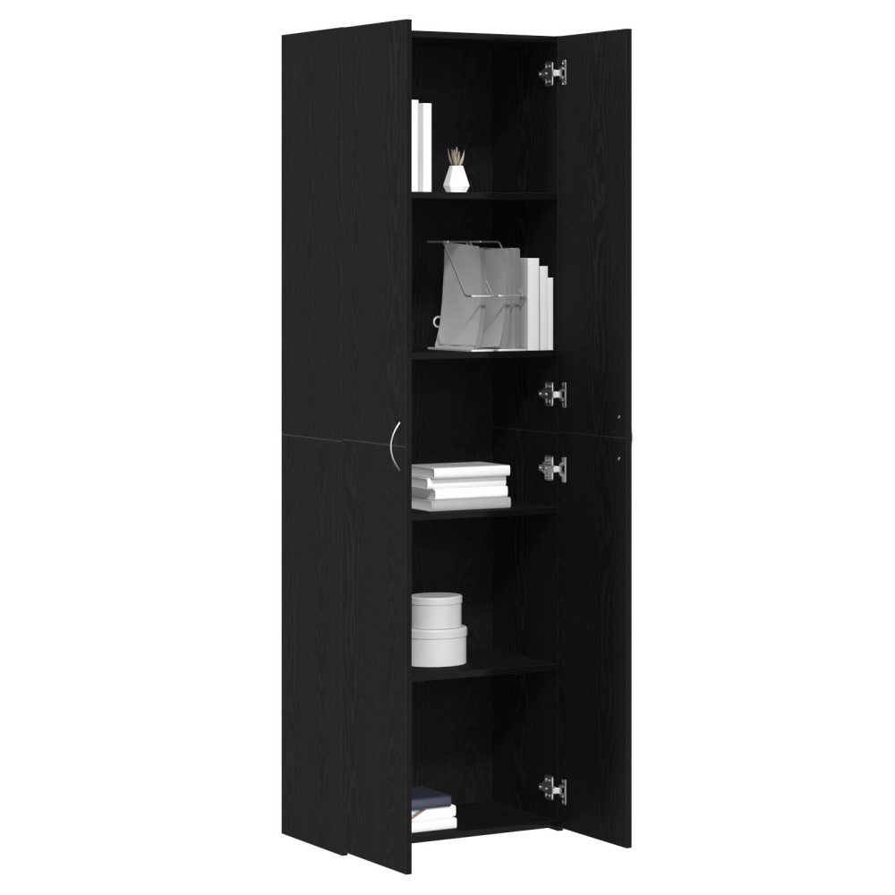 Produktbild för Kontorsskåp med hylla Svart Ek 60 x 32 x 190 cm Konstruerat trä
