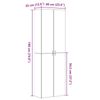 Produktbild för Kontorsskåp med hylla Svart Ek 60 x 32 x 190 cm Konstruerat trä