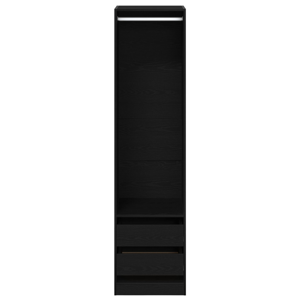 Produktbild för Garderob med låda Svart Ek 50 x 50 x 200 cm Konstruerat trä