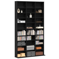 Produktbild för CD Skåp med hylla Svart Ek 101 x 23 x 177,5 cm Konstruerat trä