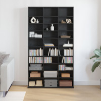Produktbild för CD Skåp med hylla Svart Ek 101 x 23 x 177,5 cm Konstruerat trä