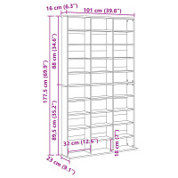 Produktbild för CD Skåp med hylla Svart Ek 101 x 23 x 177,5 cm Konstruerat trä
