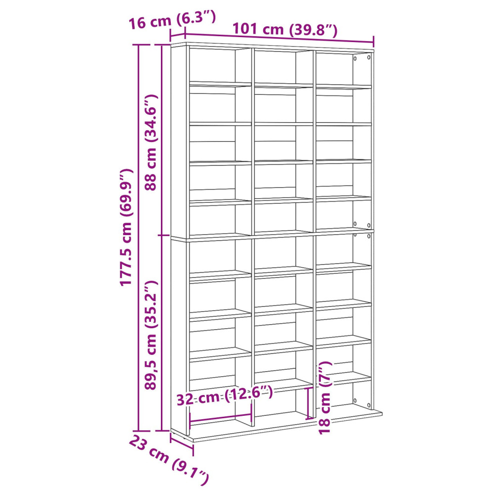 Produktbild för CD Skåp Gammalt trä 101 x 23 x 177,5 cm Konstruerat trä