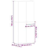 Produktbild för Skoskåp med hylla Vit 80 x 35.5 x 180 cm Konstruerat trä