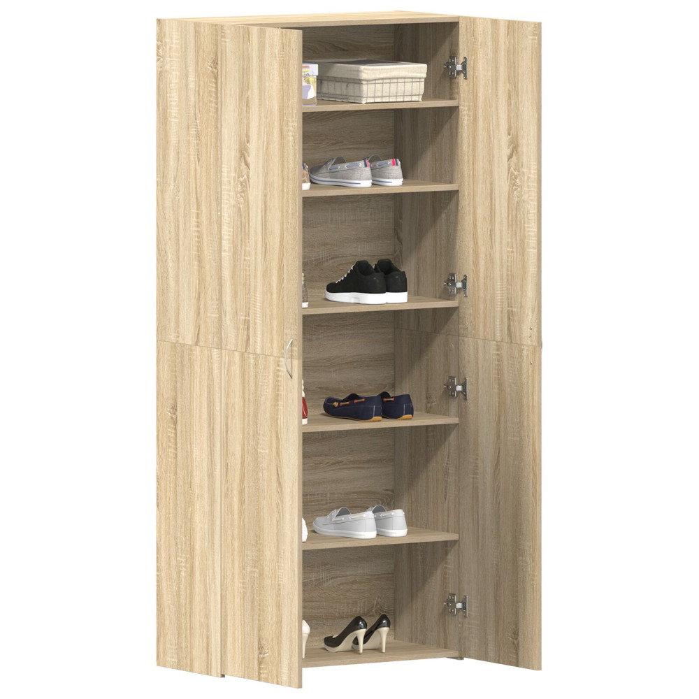 Produktbild för Skoskåp med hylla Brun 80 x 35.5 x 180 cm Konstruerat trä